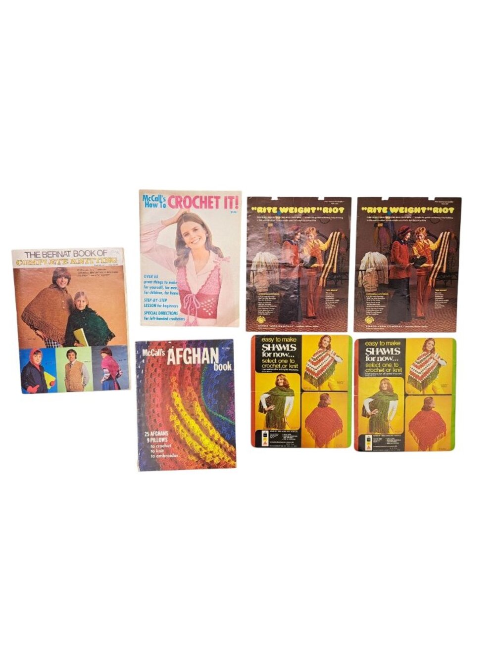 Vintage Knitting Crochet Pattern Magazines Flyers Lot Of 7 McCalls  Bernat 1970s